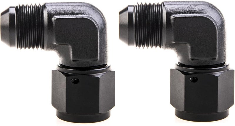 CNRAQR 8AN Female to 8AN Male Flare 90 Degree Swivel Hose Fitting Adapter Aluminium Anodized Black 2Pcs - Image 1